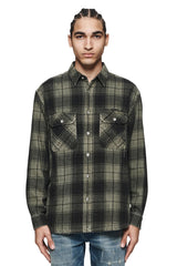 PURPLE BRAND P331 Overdyed Flannel Long Sleeve Shirt Gravity NYC