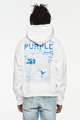 PURPLE BRAND P447 Blue Newsprint Hoodie Gravity NYC