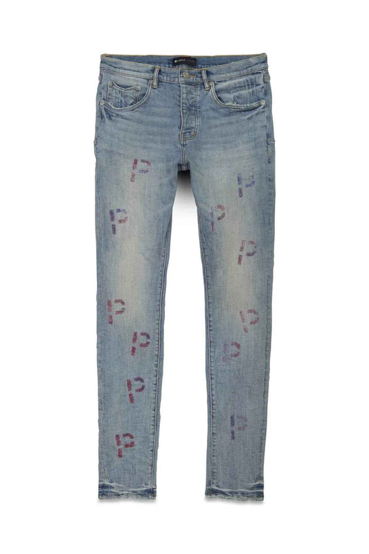 PURPLE BRAND P001 Light Indigo Embroidery Punch P - Gravity NYC