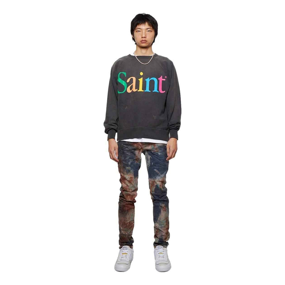 PURPLE BRAND P001 Multicolor Spray Over Bleached Indigo Skinny - Gravity NYC