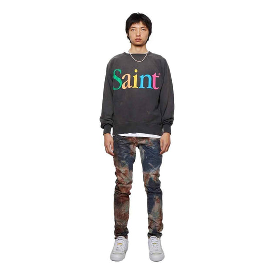 PURPLE BRAND P001 Multicolor Spray Over Bleached Indigo Skinny - Gravity NYC