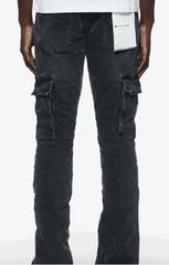 PURPLE BRAND P004 3 Needle Black Wash Repair Flare Cargo Gravity NYC
