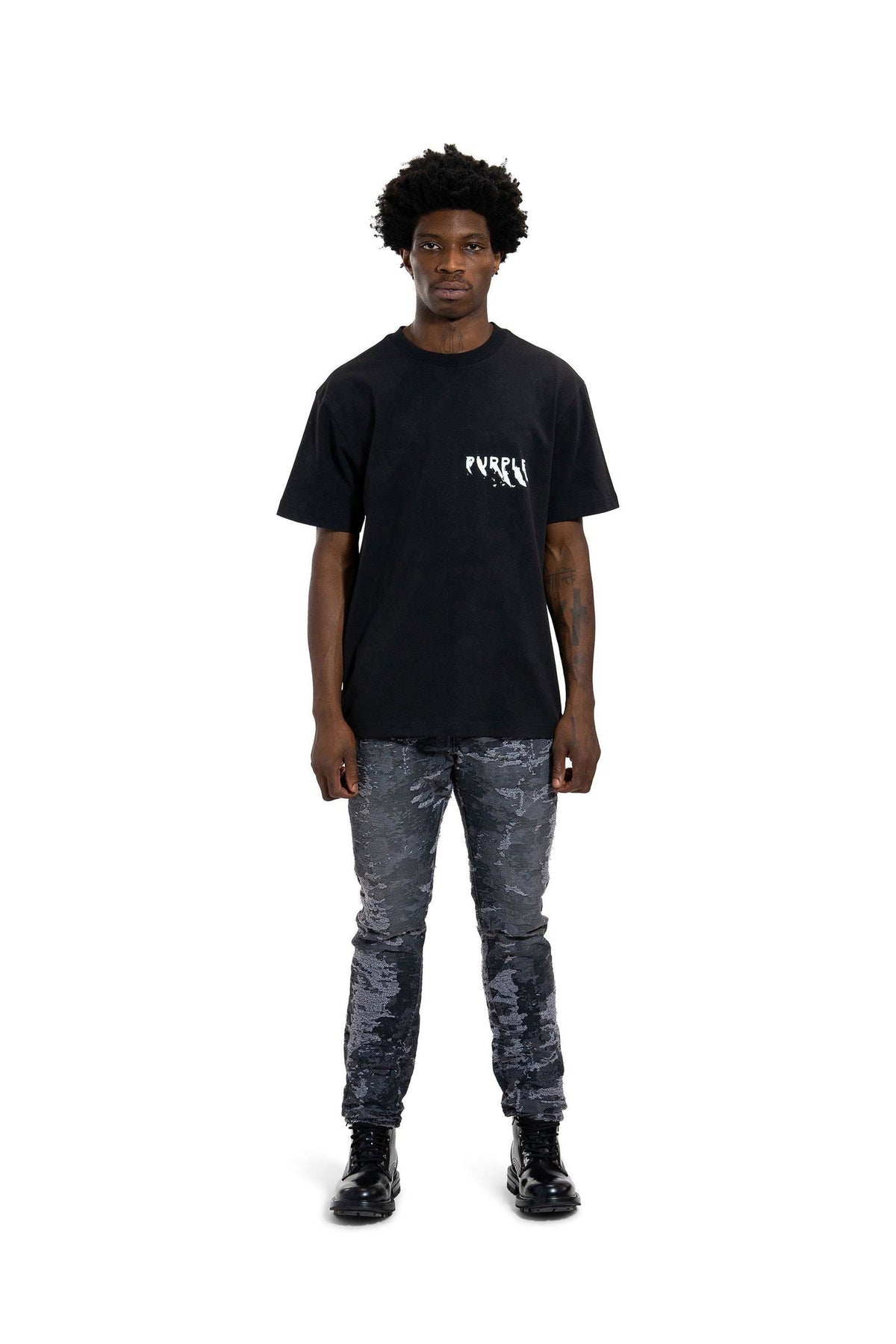 PURPLE BRAND P005 Jacquard Slim Straight Black - Gravity NYC