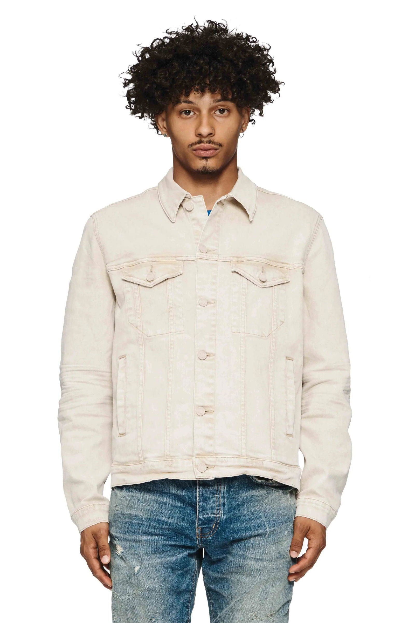 PURPLE BRAND P024 Emboss Heavyweight Trucker Khaki - Gravity NYC