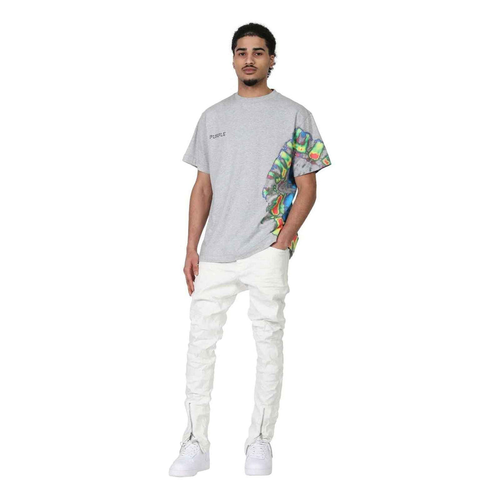PURPLE BRAND P104 Jersey Heather Grey Multi Tie Dye T-Shirt - Gravity NYC