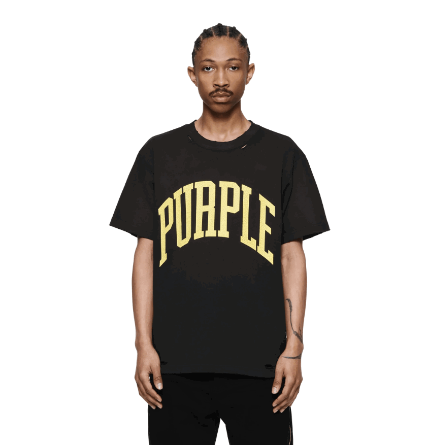 PURPLE BRAND P117 Collegiate T-Shirt (Black)