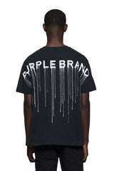 PURPLE BRAND P117 Wordmark Drip Tee Black Gravity NYC