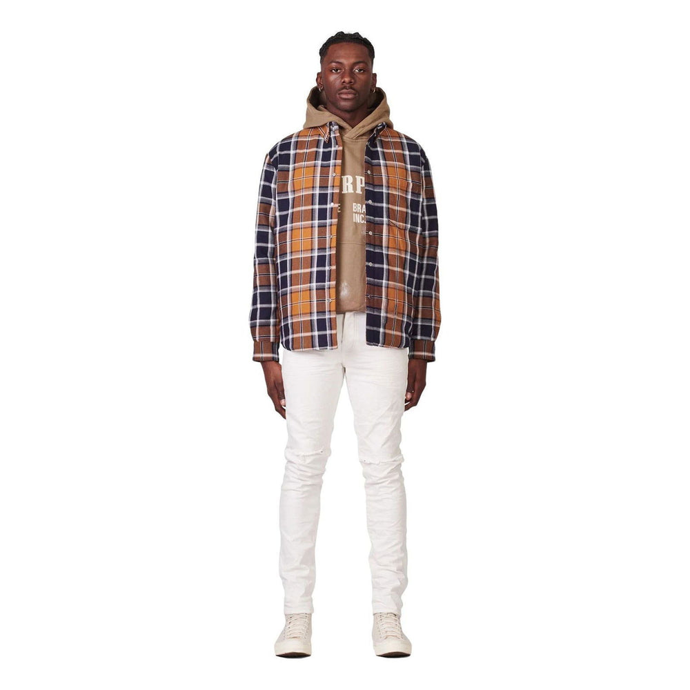 PURPLE BRAND P323 Gold Plaid Down Shirt - Gravity NYC