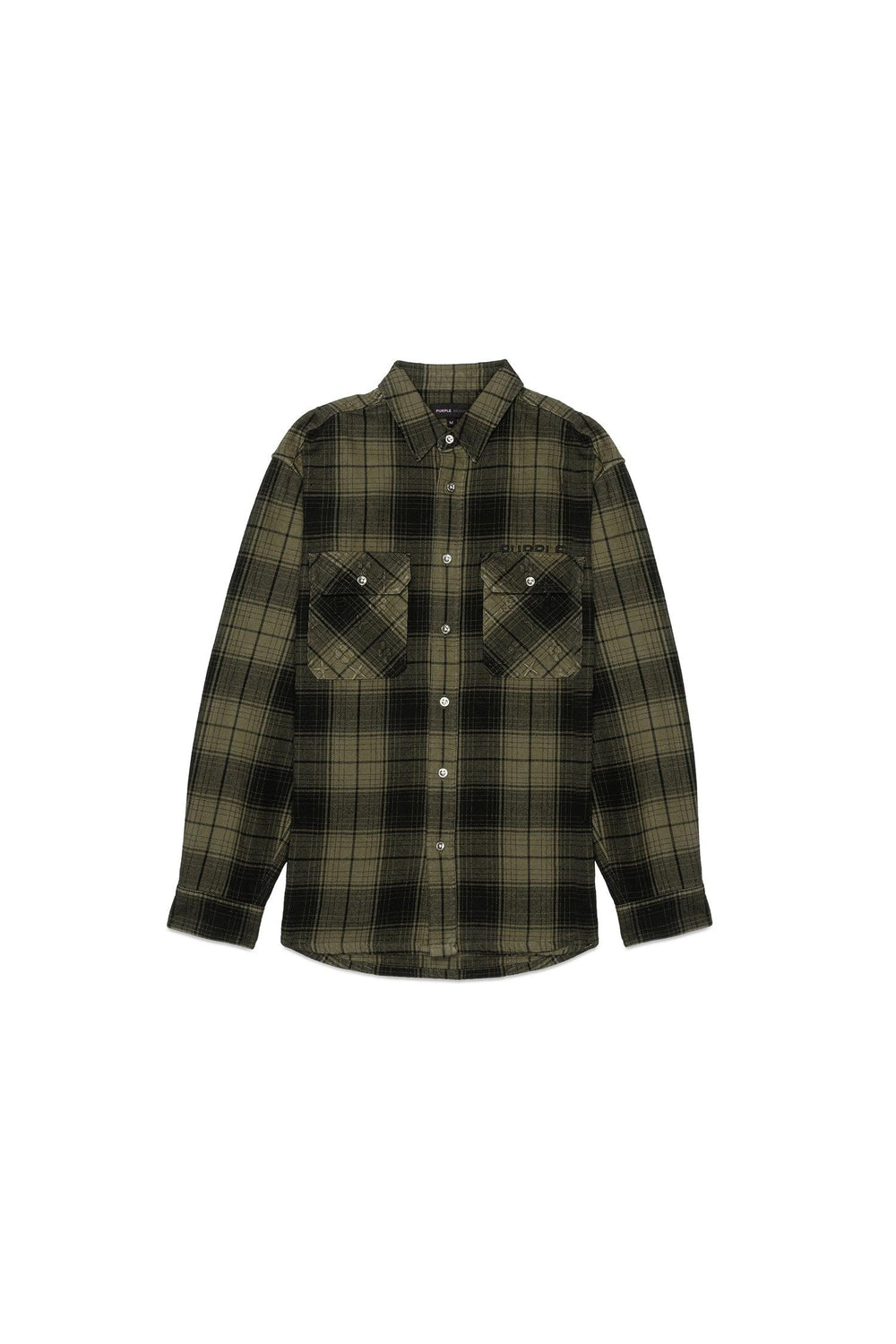 PURPLE BRAND P331 Overdyed Flannel Long Sleeve Shirt at Gravity NYC
