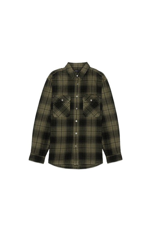 PURPLE BRAND P331 Overdyed Flannel Long Sleeve Shirt - Gravity NYC