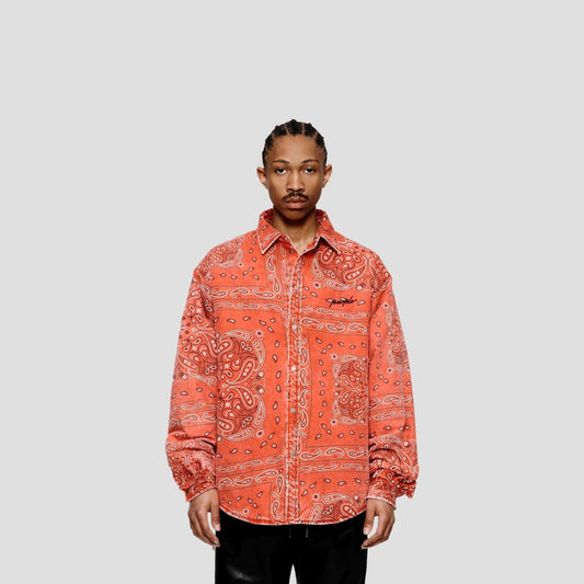 PURPLE BRAND P366 Padded Quilt Line Bandana Shirt - Gravity NYC
