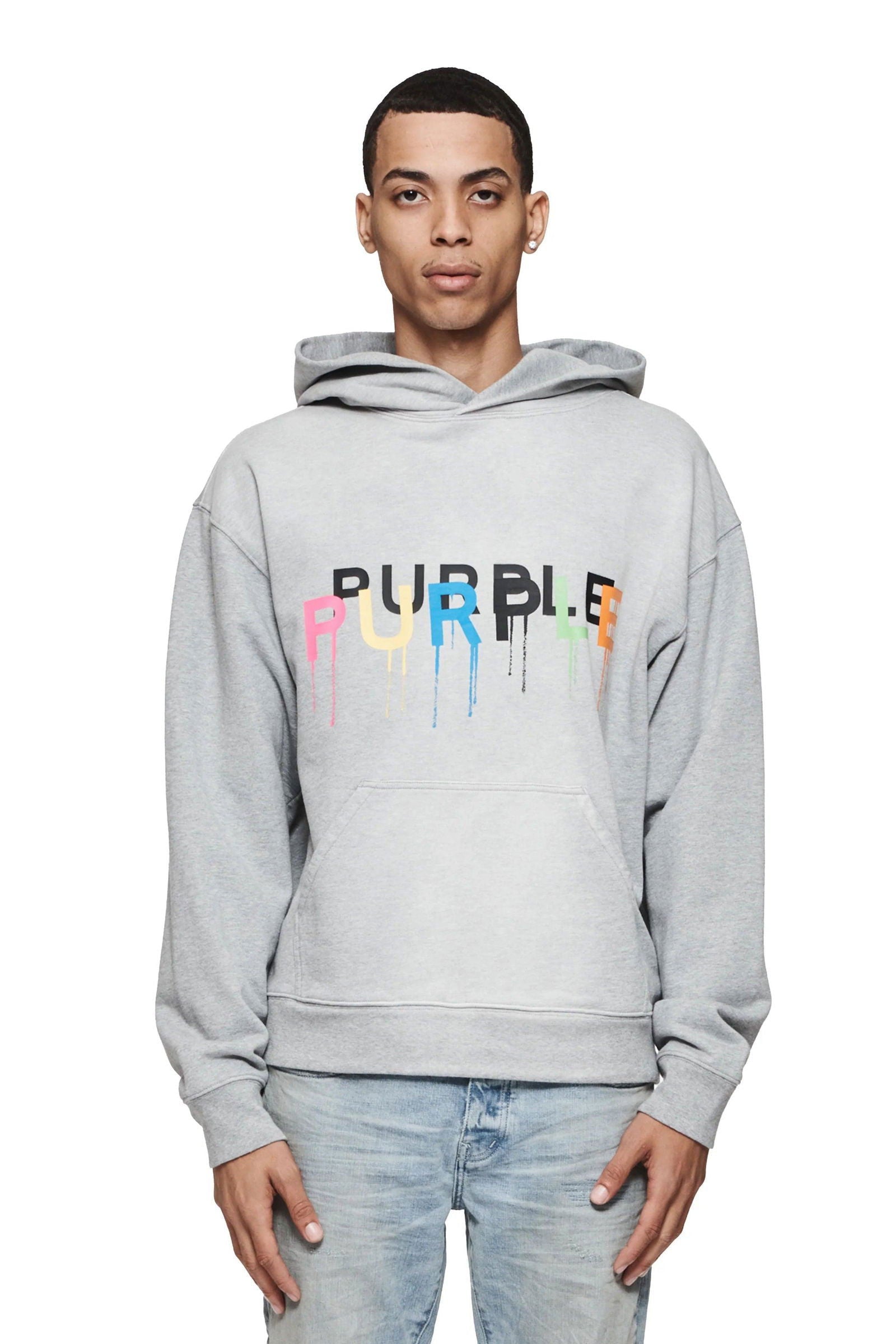 PURPLE BRAND P447 Painted Wordmark Drip Hoodie Gravity NYC