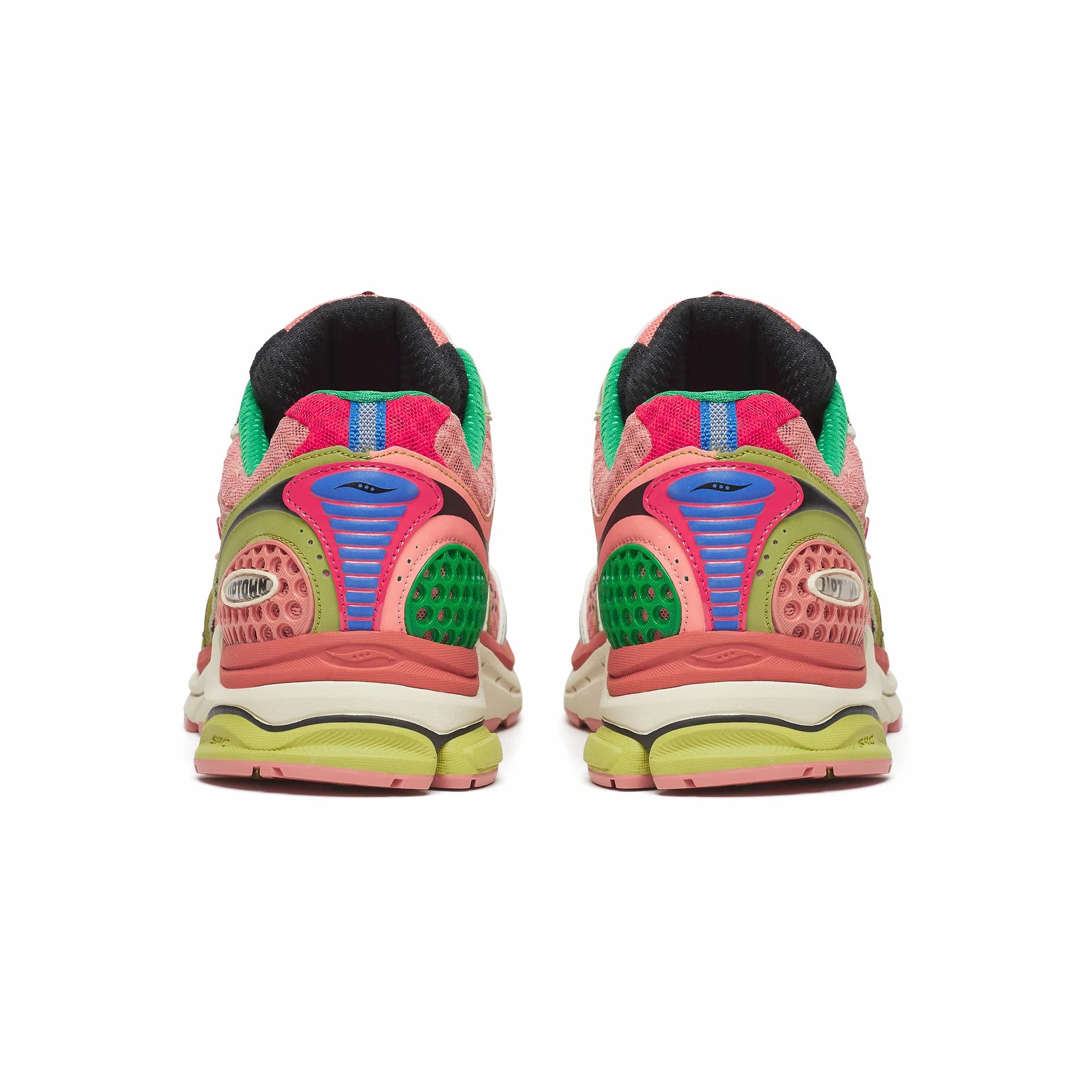 SAUCONY x Jae Tips ProGrid Triumph 4 Sneakers 'Virginia Creeper' Peach/Leaf - Gravity NYC