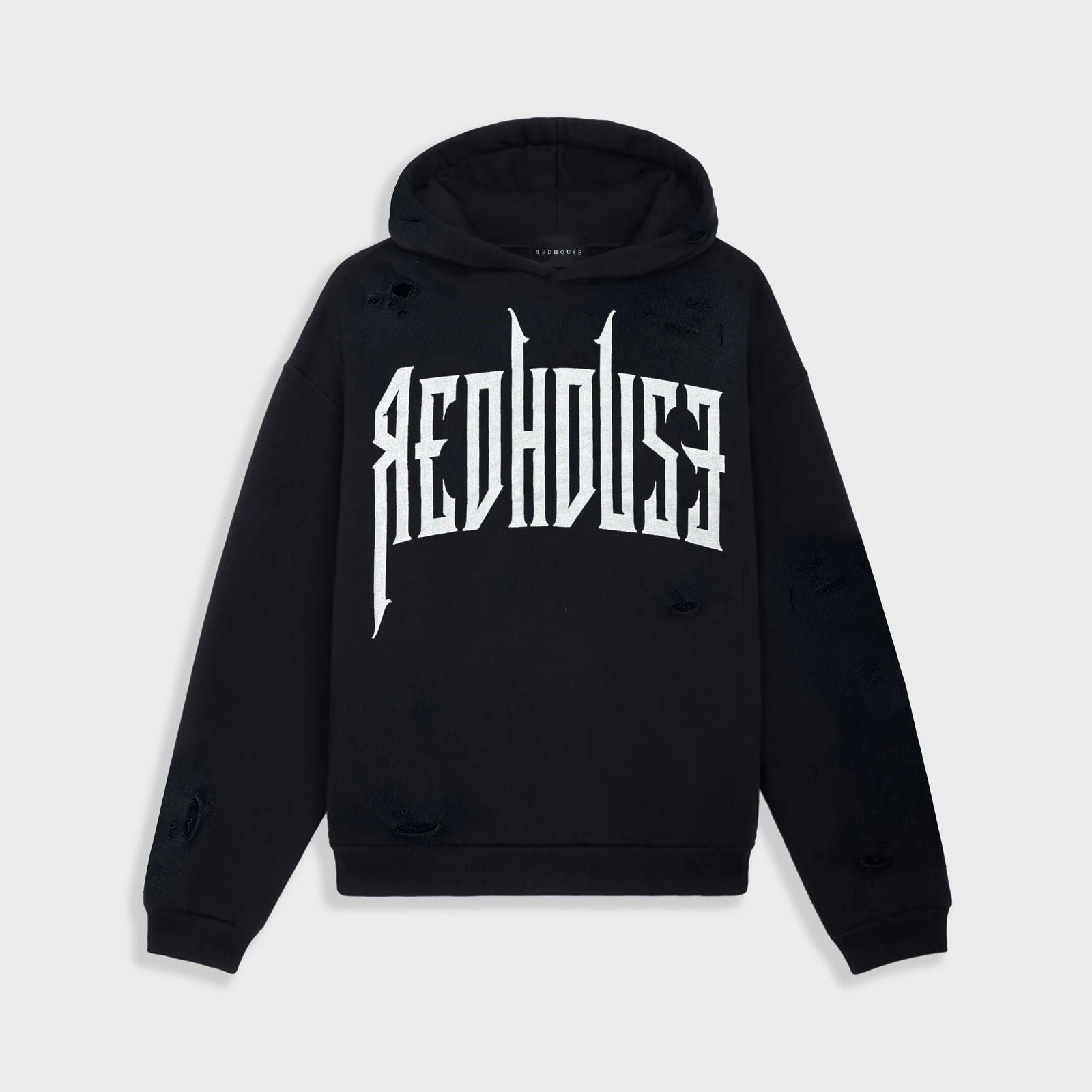 REDHOUSE Ripped Black Hoodie Gravity NYC