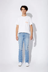 RTA Denis Mini Flare Diagonal Blue Spill Jeans Gravity NYC