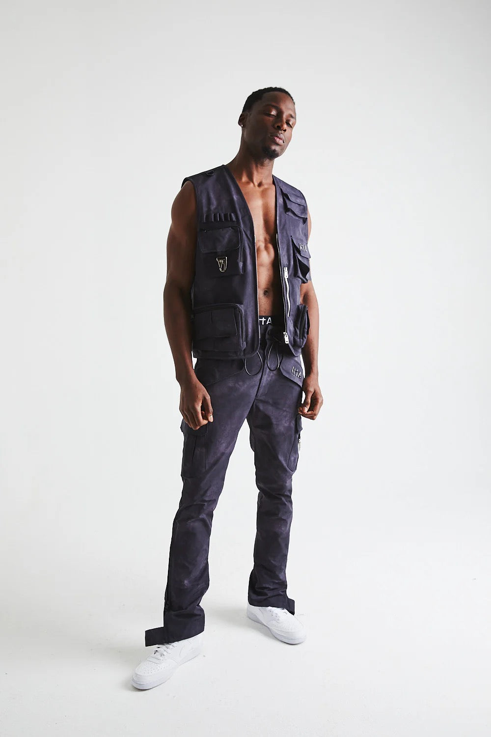 RTA Ibra Utility Vest | Black Marble Gravity NYC