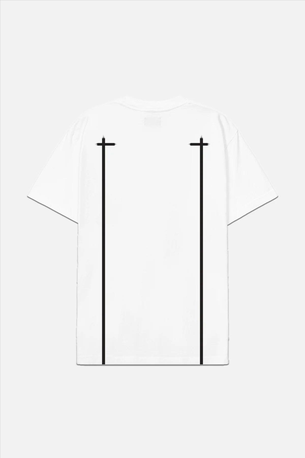 RTA Liam White Black Double Cross T-Shirt Gravity NYC