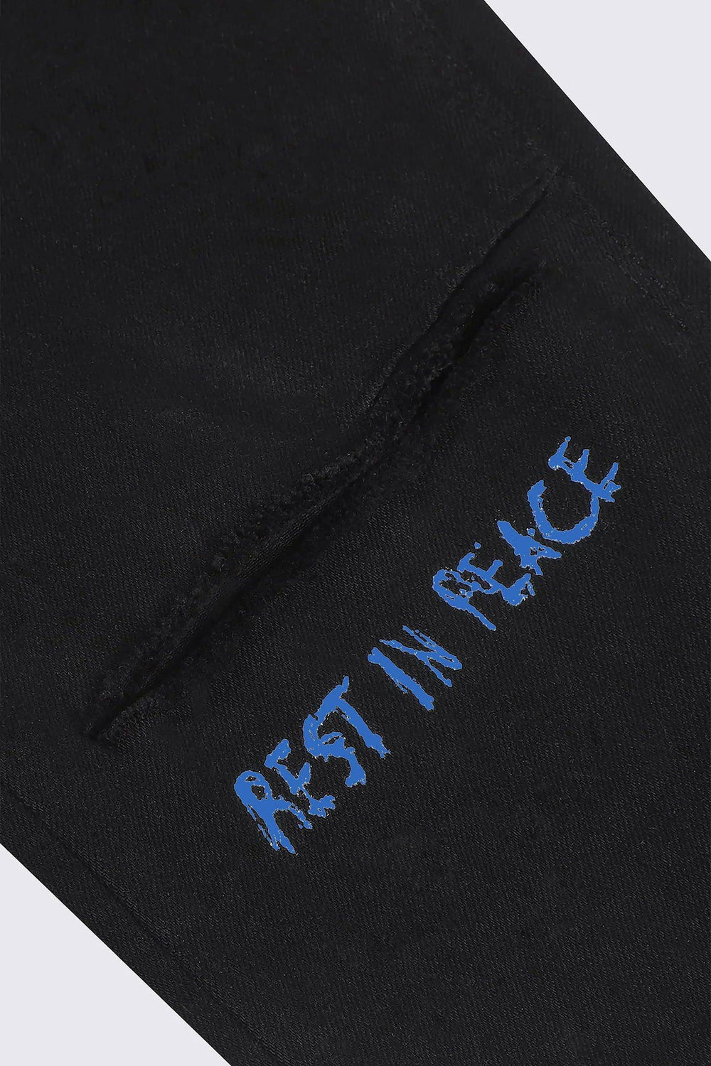 RTA Bryant Black-Blue Rest in Peace RIP Jeans - Gravity NYC