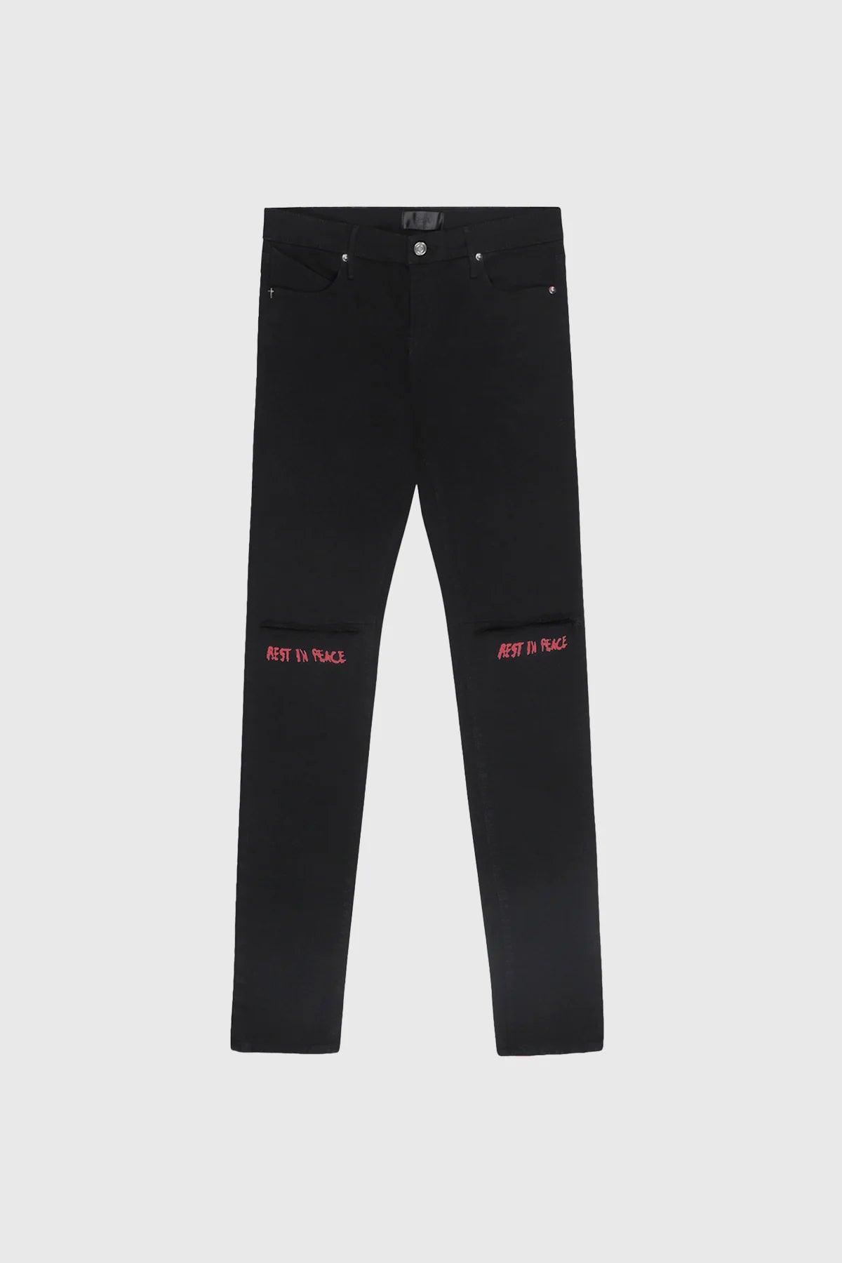 RTA Bryant Black-Red Rest in Peace RIP Jeans