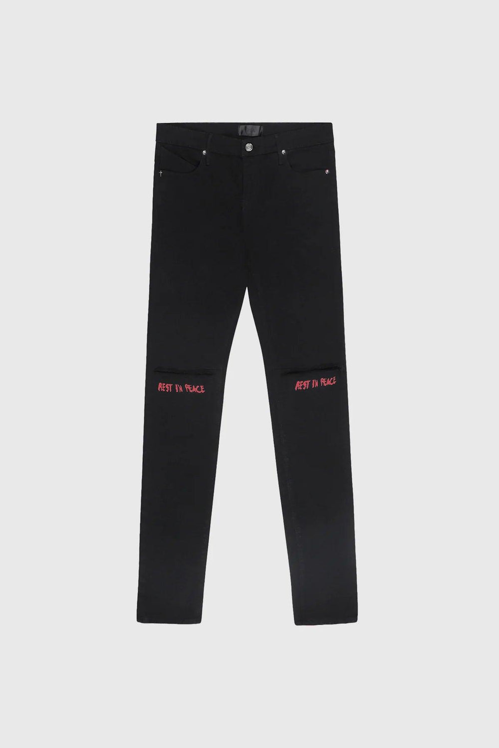 RTA Bryant Black-Red Rest in Peace RIP Jeans - Gravity NYC