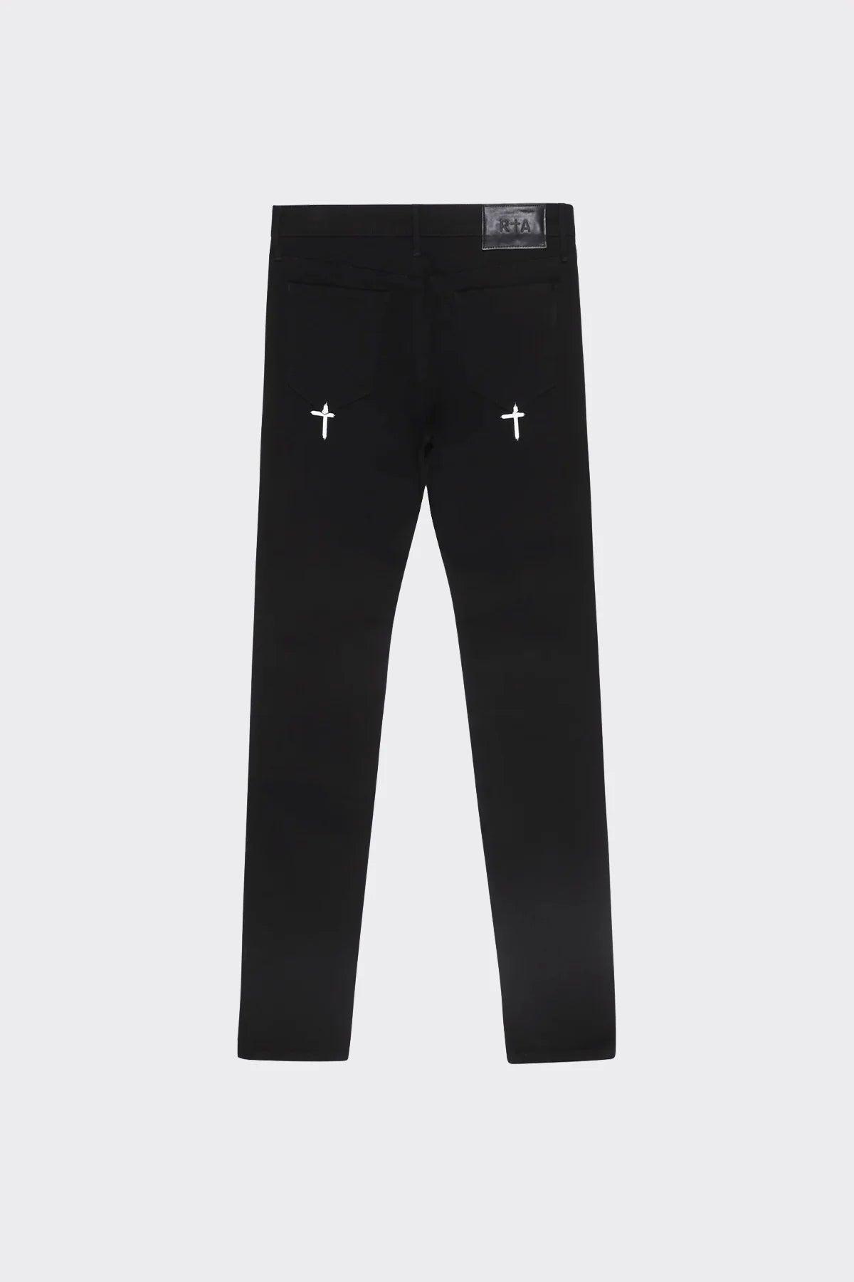 RTA Bryant Black-White Rest in Peace RIP Jeans - Gravity NYC