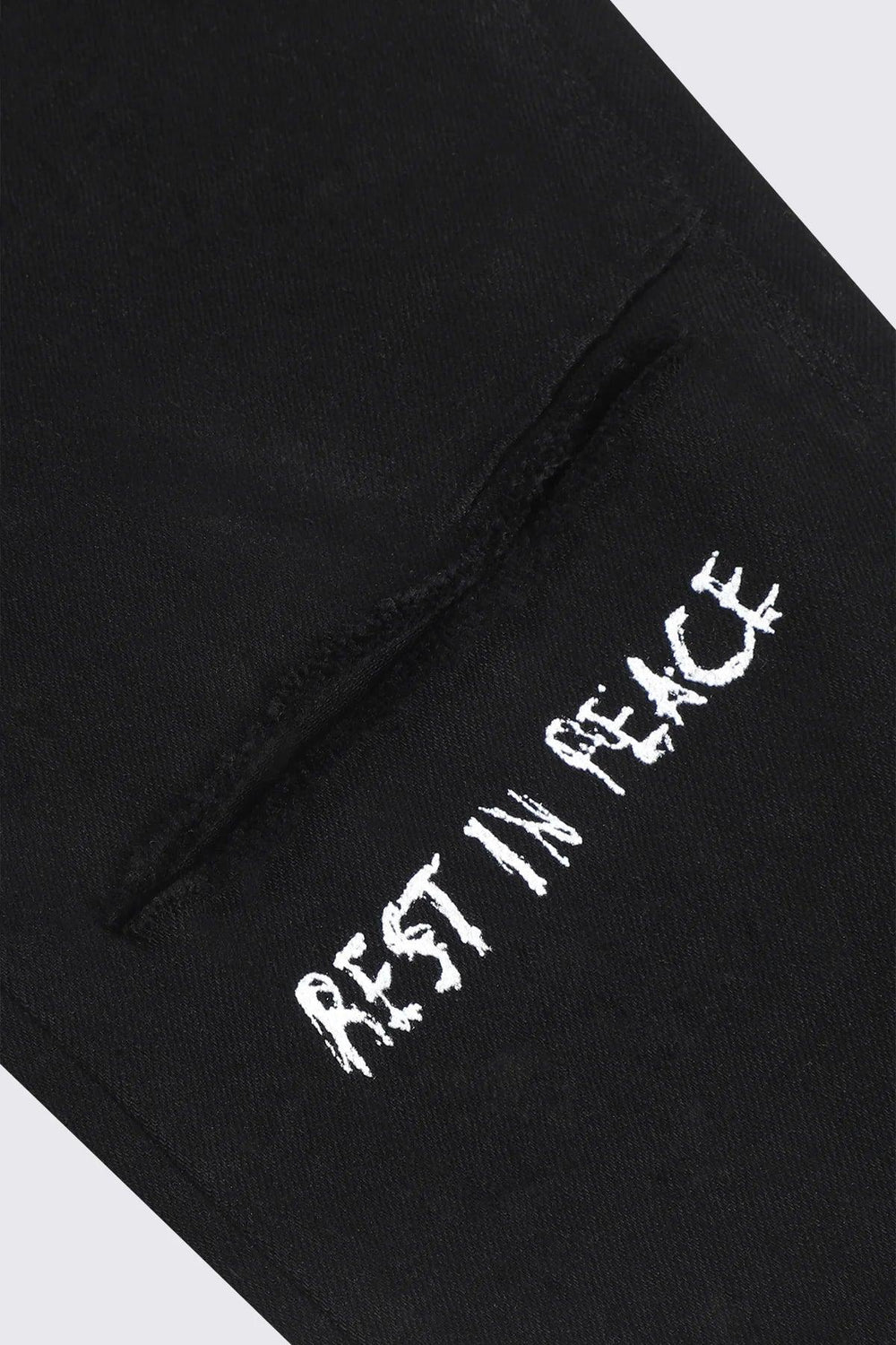 RTA Bryant Black-White Rest in Peace RIP Jeans - Gravity NYC