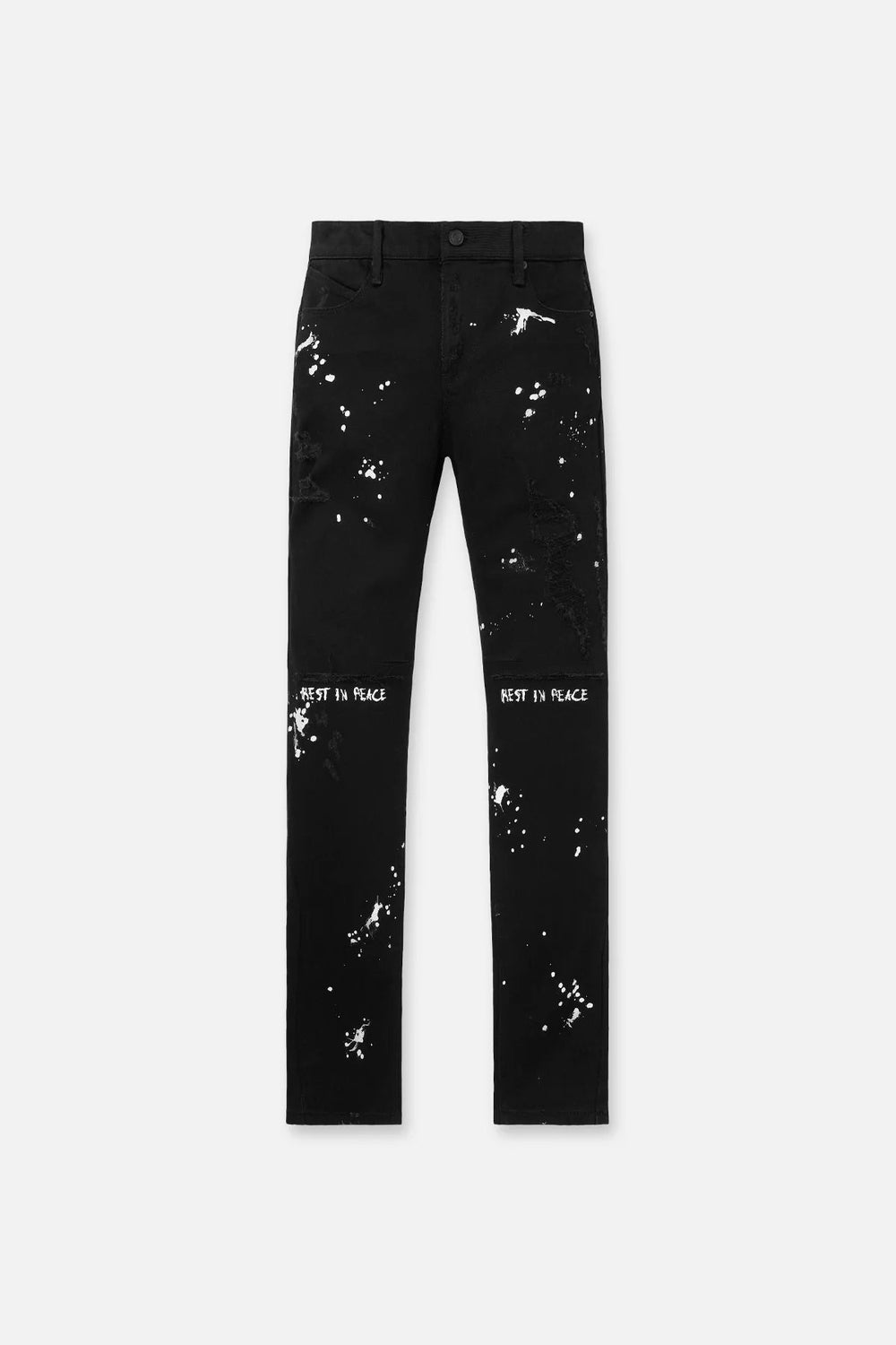 RTA Bryant Black-White Rest in Peace RIP Paint Splatter Jeans - Gravity NYC