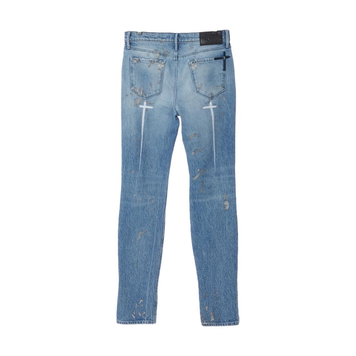 RTA Bryant Mid Blue Silver Paint Jeans - Gravity NYC