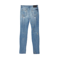 RTA Bryant Mid Blue Silver Paint Jeans - Gravity NYC