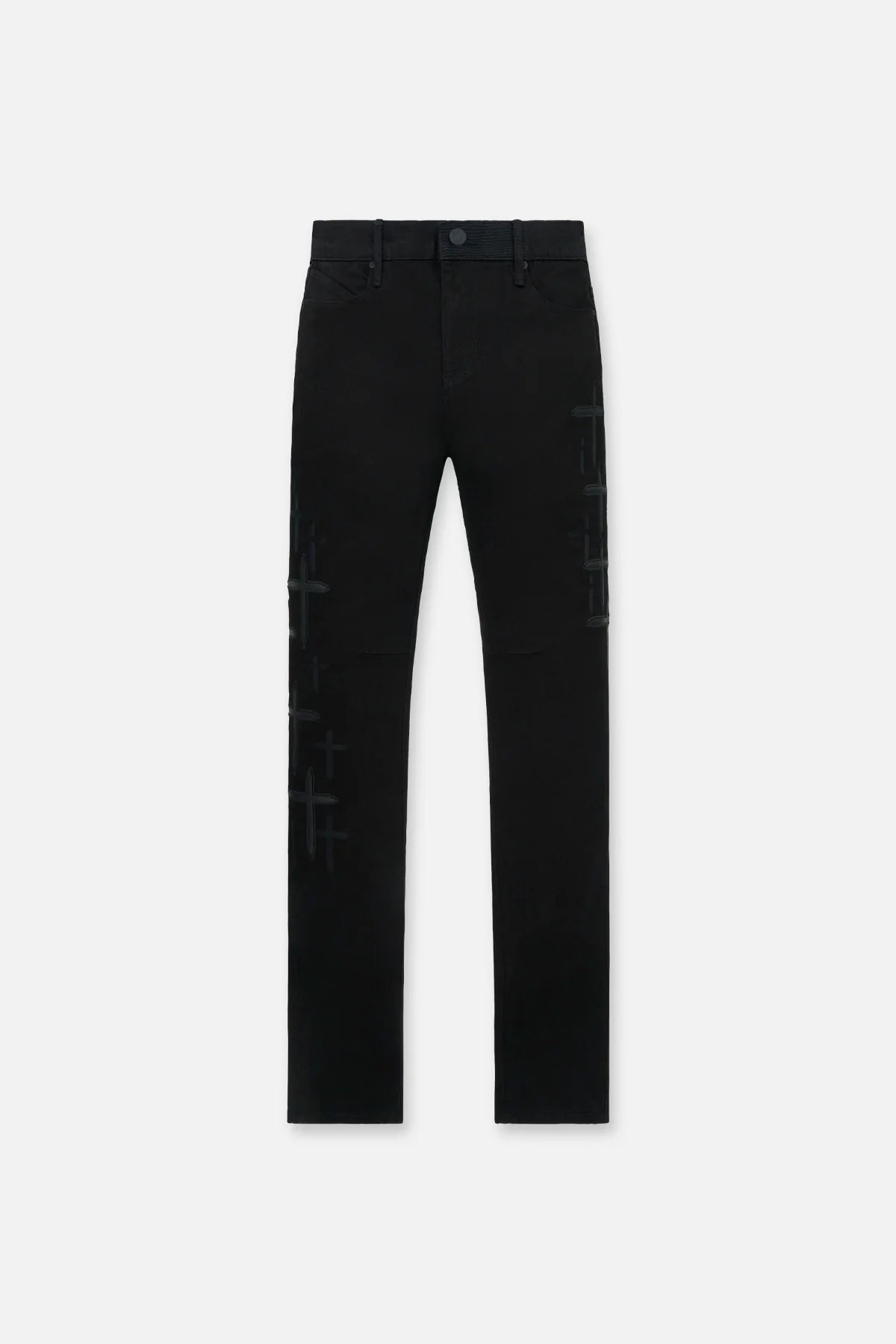 RTA Bryant Skinny Jean Black Cross Patches