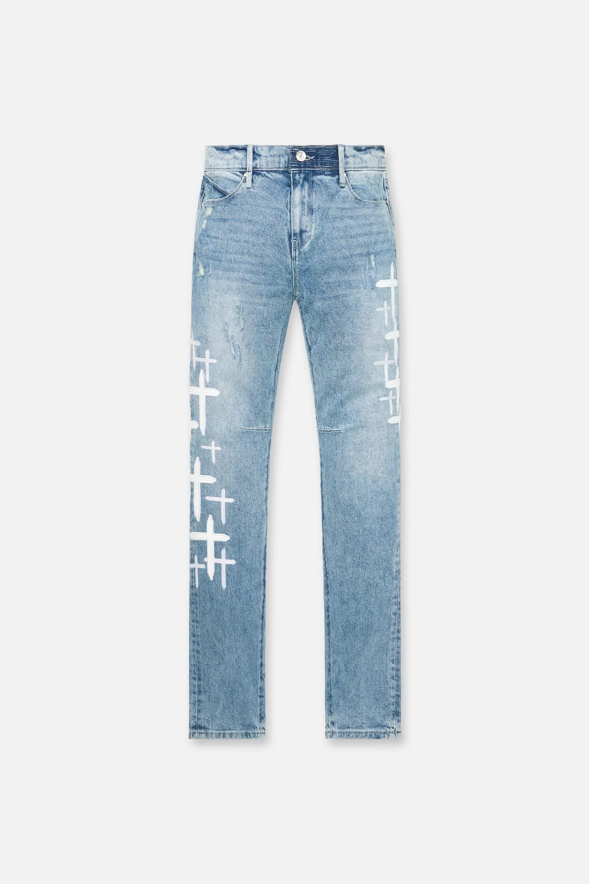 RTA Bryant Skinny Jean Blue Cross Patches Gravity NYC