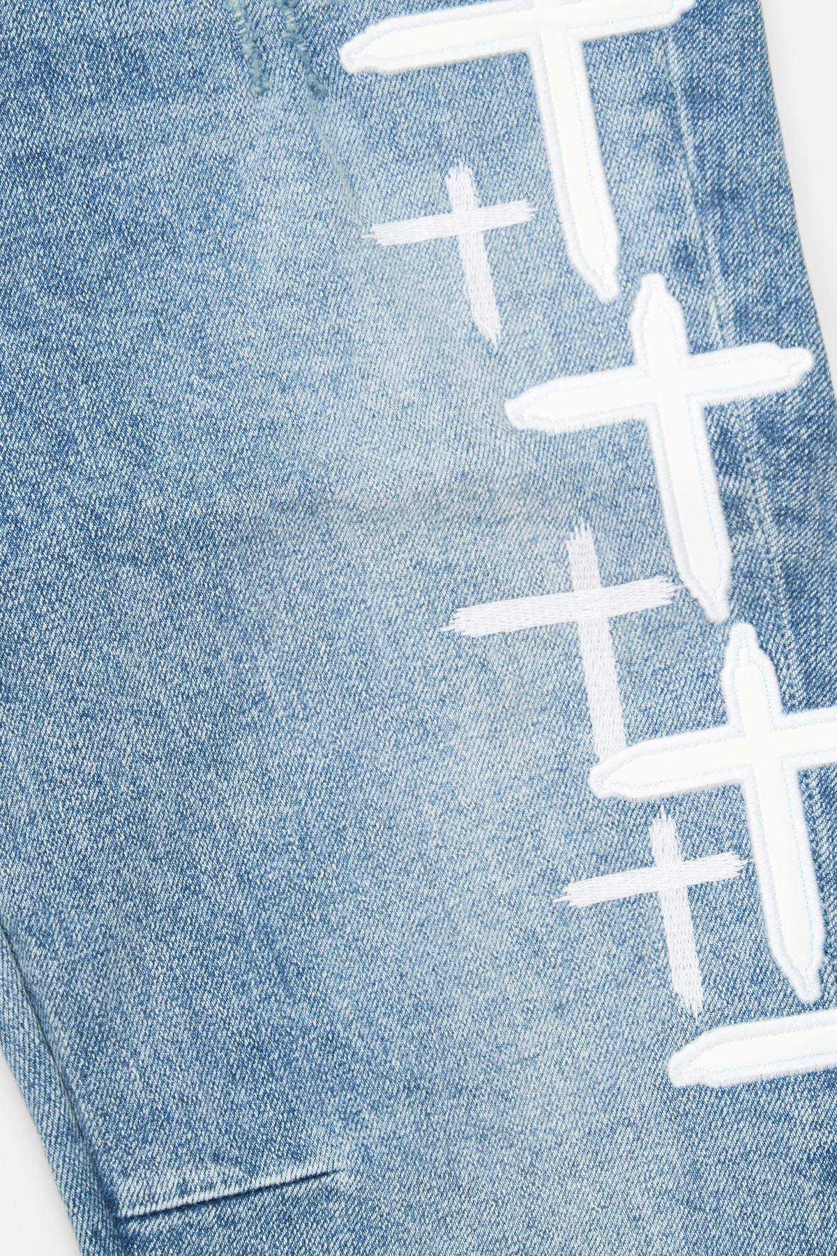 RTA Bryant Skinny Jean Blue Cross Patches Gravity NYC