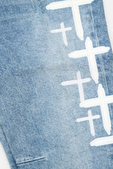 RTA Bryant Skinny Jean Blue Cross Patches Gravity NYC