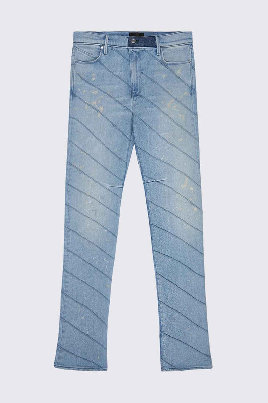 RTA Denis Mini Flare Diagonal Blue Spill Jeans - Gravity NYC