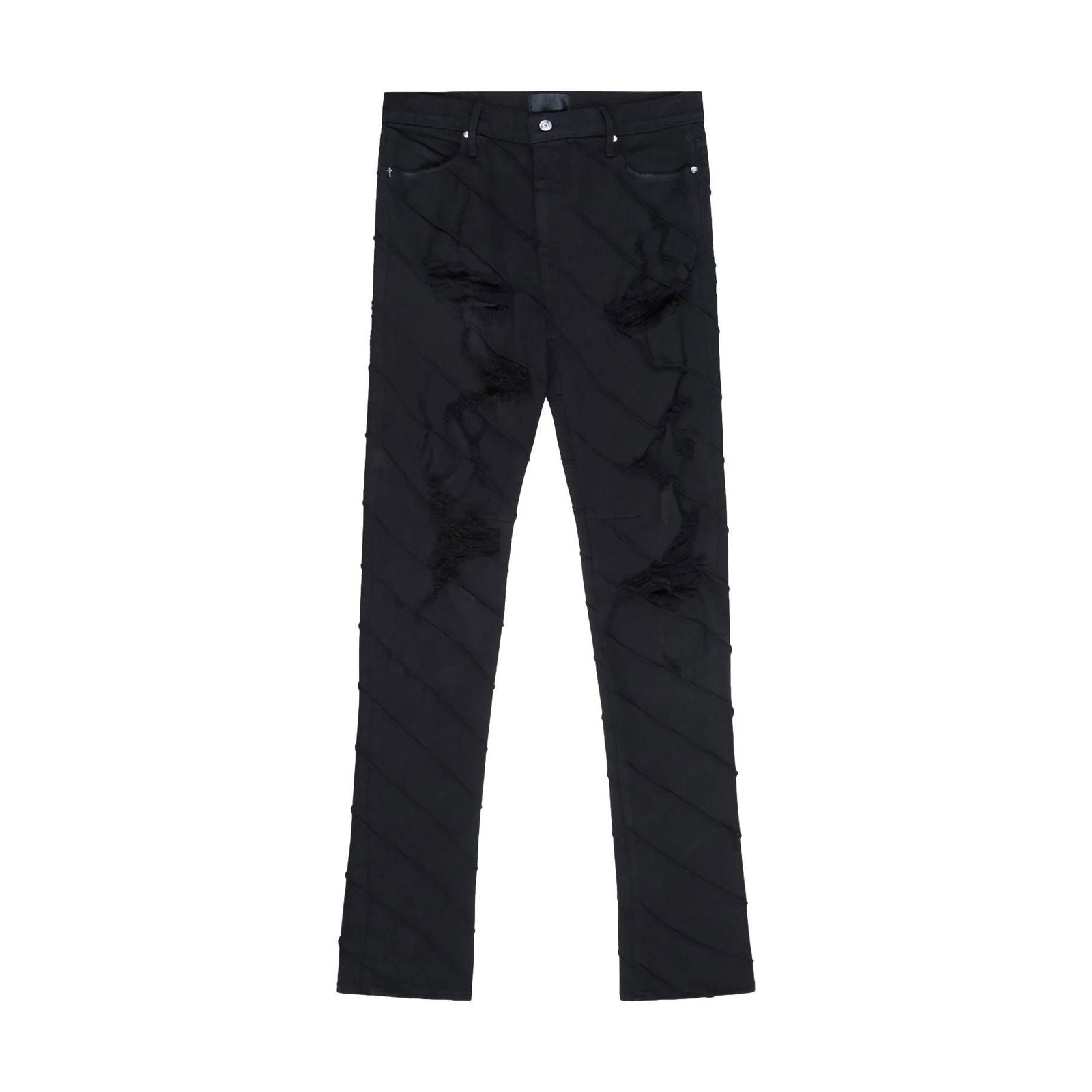 RTA Denis Mini Flare Ripped Black Jeans