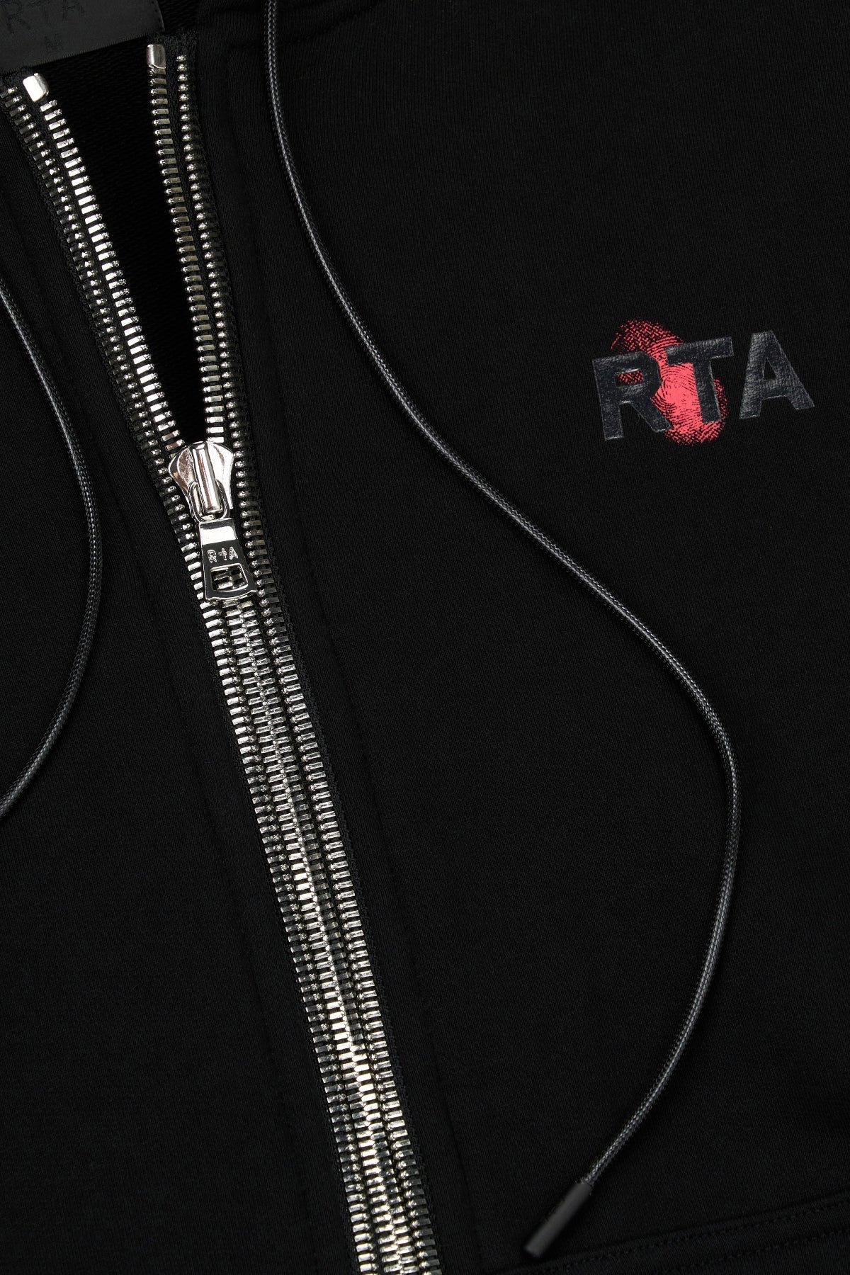 RTA Floyd Zip-Up Hoodie Black Fingerprint Logo Gravity NYC