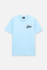RTA Liam Light Blue Collegiate Script Tee - Gravity NYC