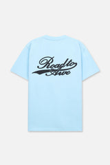 RTA Liam Light Blue Collegiate Script Tee - Gravity NYC
