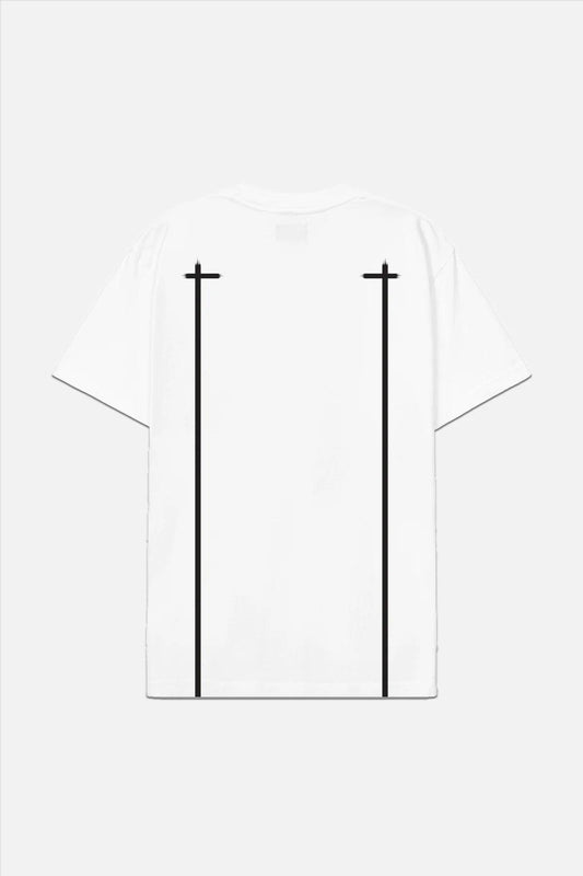RTA Liam White Black Double Cross T-Shirt - Gravity NYC