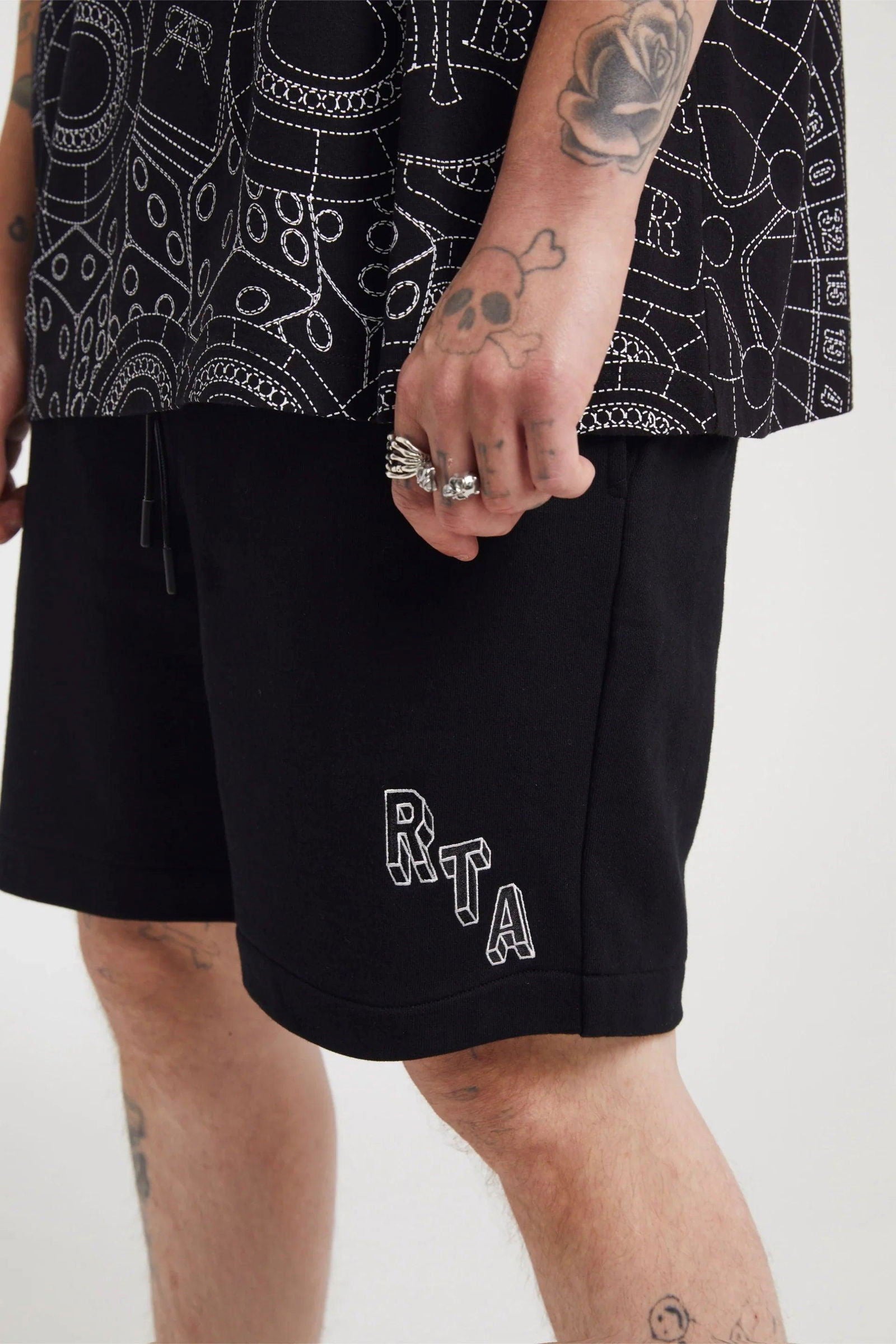 RTA Peyton Black Collegiate Shorts Gravity NYC