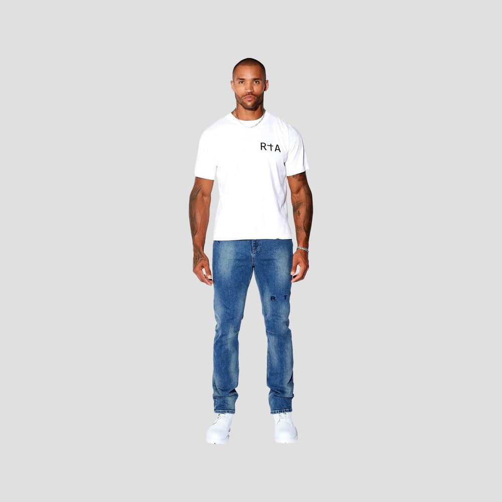 RTA Slim Fit Medium Blue Logo Jeans - Gravity NYC