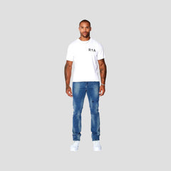 RTA Slim Fit Medium Blue Logo Jeans - Gravity NYC