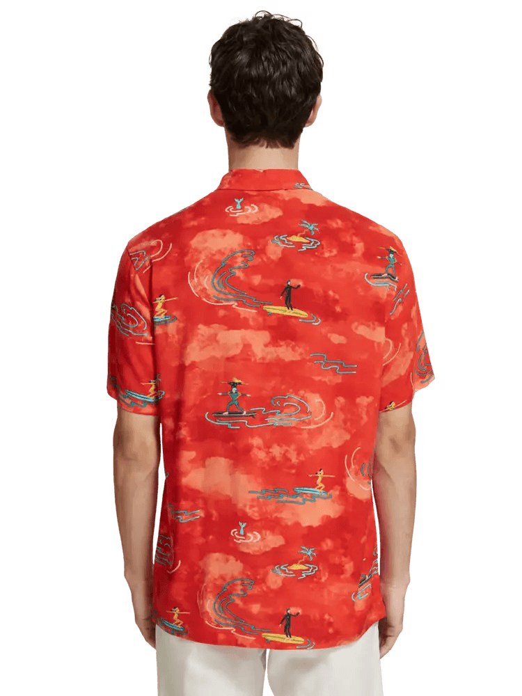 SCOTCH & SODA All Over Printed Viscose Short Sleeve Shirt Gravity NYC