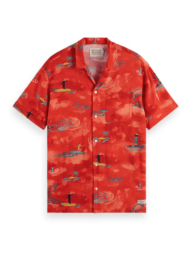 SCOTCH & SODA All Over Printed Viscose Short Sleeve Shirt Gravity NYC