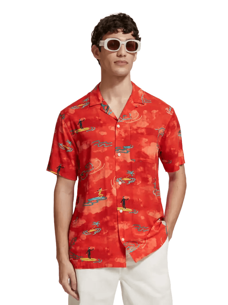 SCOTCH & SODA All Over Printed Viscose Short Sleeve Shirt Gravity NYC