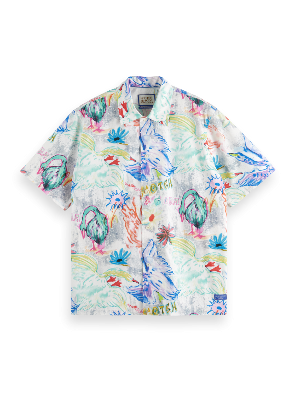 SCOTCH & SODA Swan All Over Printed Compact Poplin Shirt Gravity NYC