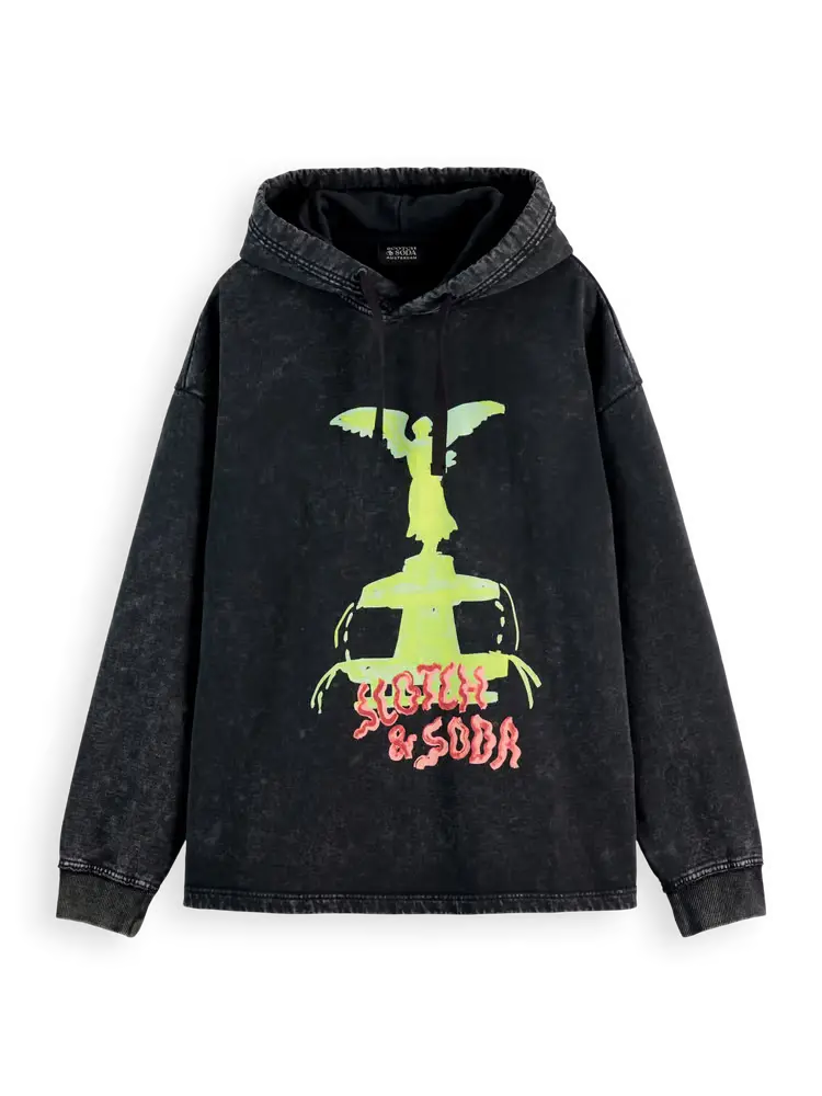 SCOTCH & SODA Washed Artwork Loose Fit Hoodie Gravity NYC