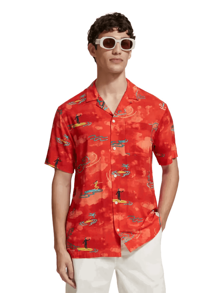 SCOTCH AND SODA All Over Printed Viscose Short Sleeve Shirt at Gravity NYC