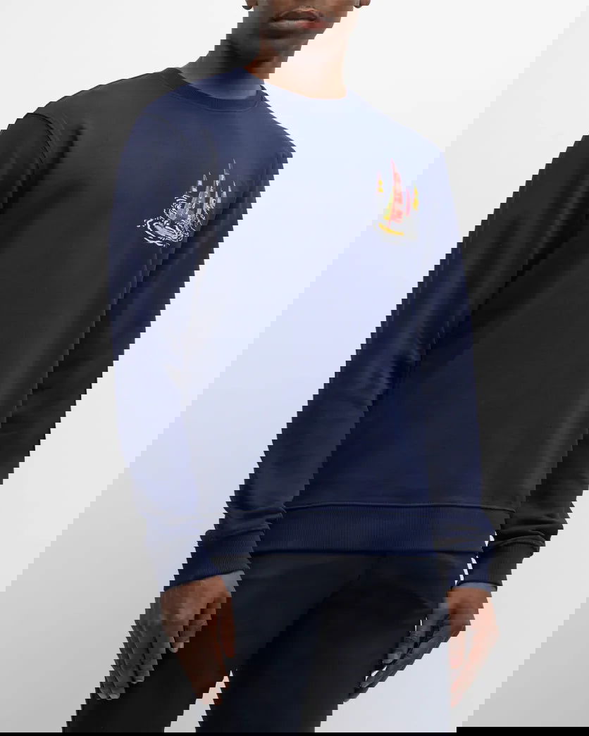 SCOTCH AND SODA Boating Artwork Sweatshirt at Gravity NYC