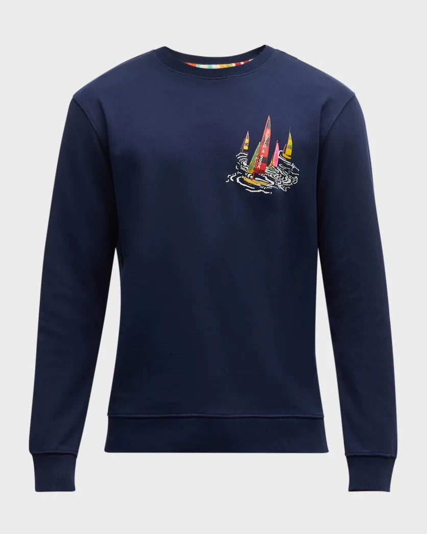 SCOTCH AND SODA Boating Artwork Sweatshirt at Gravity NYC